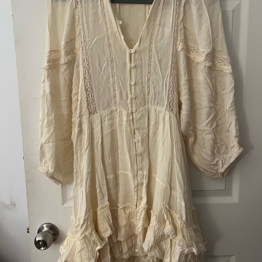 Free People Cream Mini Dress